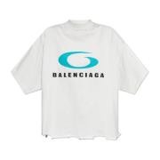 Loop Sports Icon Cropped T-shirt Balenciaga , White , Dames