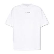 T-shirt met geborduurd logo Balenciaga , White , Heren