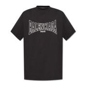 T-shirt met bedrukt logo Balenciaga , Black , Heren