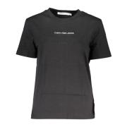 Korte mouwen ronde hals geborduurd T-shirt Calvin Klein , Black , Dame...