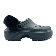 Zwarte Stomp Gevoerde Schoenen Crocs , Black , Dames