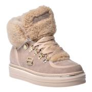 Trainers in beige suede and sheepskin Baldinini , Beige , Dames