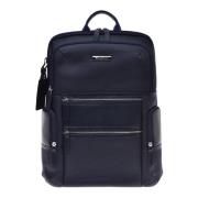 Backpack in blue calfskin and nylon Baldinini , Blue , Heren