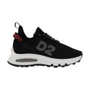 Zwarte Leren Sneakers met Logo Versiering Dsquared2 , Black , Dames