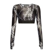 Zwarte longsleeve top voor vrouwen Versace Jeans Couture , Black , Dam...