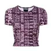 Paarse T-shirt met unieke stijl Versace Jeans Couture , Purple , Dames