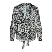 Zijden shirt met dierenprint Dolce & Gabbana , Gray , Heren