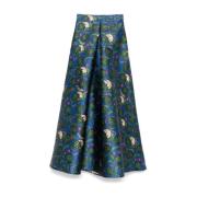 Artisjokprint Groene Midi Rok Alessandro Enriquez , Multicolor , Dames