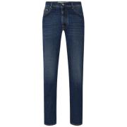 Slim-Fit Jeans met Gouden Stiksels Jacob Cohën , Blue , Heren