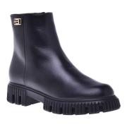 Combat boots in black leather Baldinini , Black , Dames