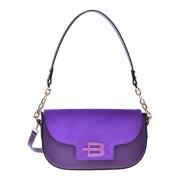 Shoulder bag in purple suede and leather Baldinini , Purple , Dames