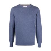 Fijngebreide Cashmere Ronde Hals Trui Brunello Cucinelli , Blue , Here...