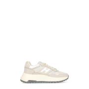 Beige Leren Sneakers met Gegraveerd Logo Hogan , Beige , Dames