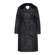 Zwarte Trenchcoat met Elegante Knopen My Essential Wardrobe , Black , ...