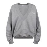 Logo-rubberised katoenen sweatshirt met V-hals The Attico , Gray , Dam...