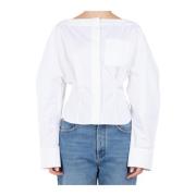 Witte Katoenen Blouse Barco Stijl Jacquemus , White , Dames