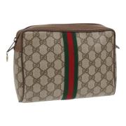 Pre-owned Leather clutches Gucci Vintage , Beige , Dames