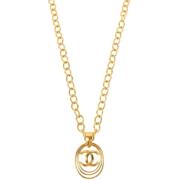 Pre-owned Fabric necklaces Chanel Vintage , Yellow , Dames