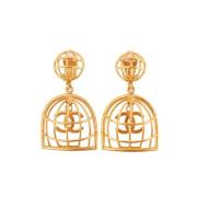 Pre-owned Fabric earrings Chanel Vintage , Yellow , Dames