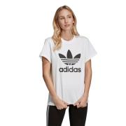 Witte Boyfriend Tee Shirt Adidas , White , Dames