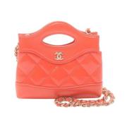 Pre-owned Leather handbags Chanel Vintage , Orange , Dames