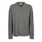 Cashmere Cable V Neck Sweater Re/Done , Gray , Dames