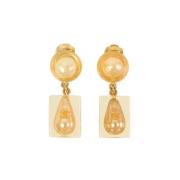 Pre-owned Fabric earrings Chanel Vintage , Yellow , Dames