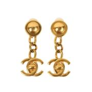 Pre-owned Fabric earrings Chanel Vintage , Yellow , Dames