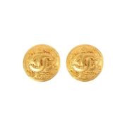 Pre-owned Fabric earrings Chanel Vintage , Yellow , Dames