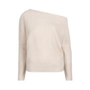 Asymmetrische Wollen Trui in Vanilla Chai Dante 6 , Beige , Dames