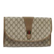 Pre-owned Leather clutches Gucci Vintage , Brown , Dames