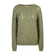 Groene Sweatshirt Aw24 Damesmode Le Tricot Perugia , Green , Dames