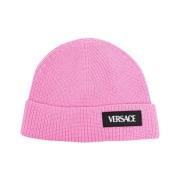 Wol Logo Patch Beanie Versace , Pink , Heren