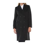 Zwarte dubbelrijige gebreide jas Marella , Black , Dames