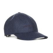 Blauwe Logo-geborduurde Baseballpet Brunello Cucinelli , Blue , Heren