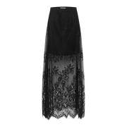 Zwarte Kant Maxi Rok Gestuz , Black , Dames