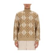 Wollen Coltrui Gebreide Trui Etro , Beige , Heren