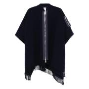 Navy Blauwe Wollen Cape met Rits Dondup , Blue , Dames