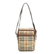 Pre-owned Coated canvas shoulder-bags Burberry Vintage , Beige , Dames