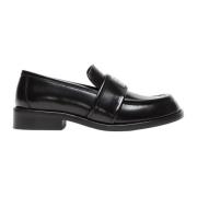 Zwarte Geborsteld Leren Loafers Schoenen Acne Studios , Black , Dames