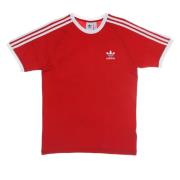 Strepen Tee Heren T-Shirt Korte Mouw Adidas , Red , Heren