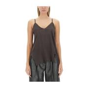 Luxe Zijden Mouwloze Top Alysi , Brown , Dames