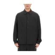 Logo Casual Shirt in Viscose Blend Represent , Black , Heren