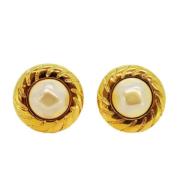 Pre-owned Fabric earrings Chanel Vintage , Yellow , Dames