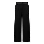 Wijde broek met satijnen bies Victoria Beckham , Black , Dames