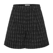 Zwart & Wit Geruite Zomer Shorts Gestuz , Black , Dames