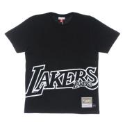 NBA Big Face Tee Lakers Zwart Mitchell & Ness , Black , Heren