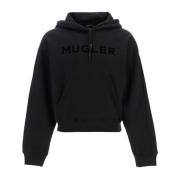 Geborsteld katoenen sweatshirt met logo Mugler , Black , Heren