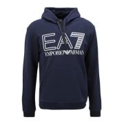 Blauwe hoodie met voorlogo Emporio Armani EA7 , Blue , Heren