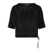 Corduroy Crop T-shirt met Koordzoom Herno , Black , Dames